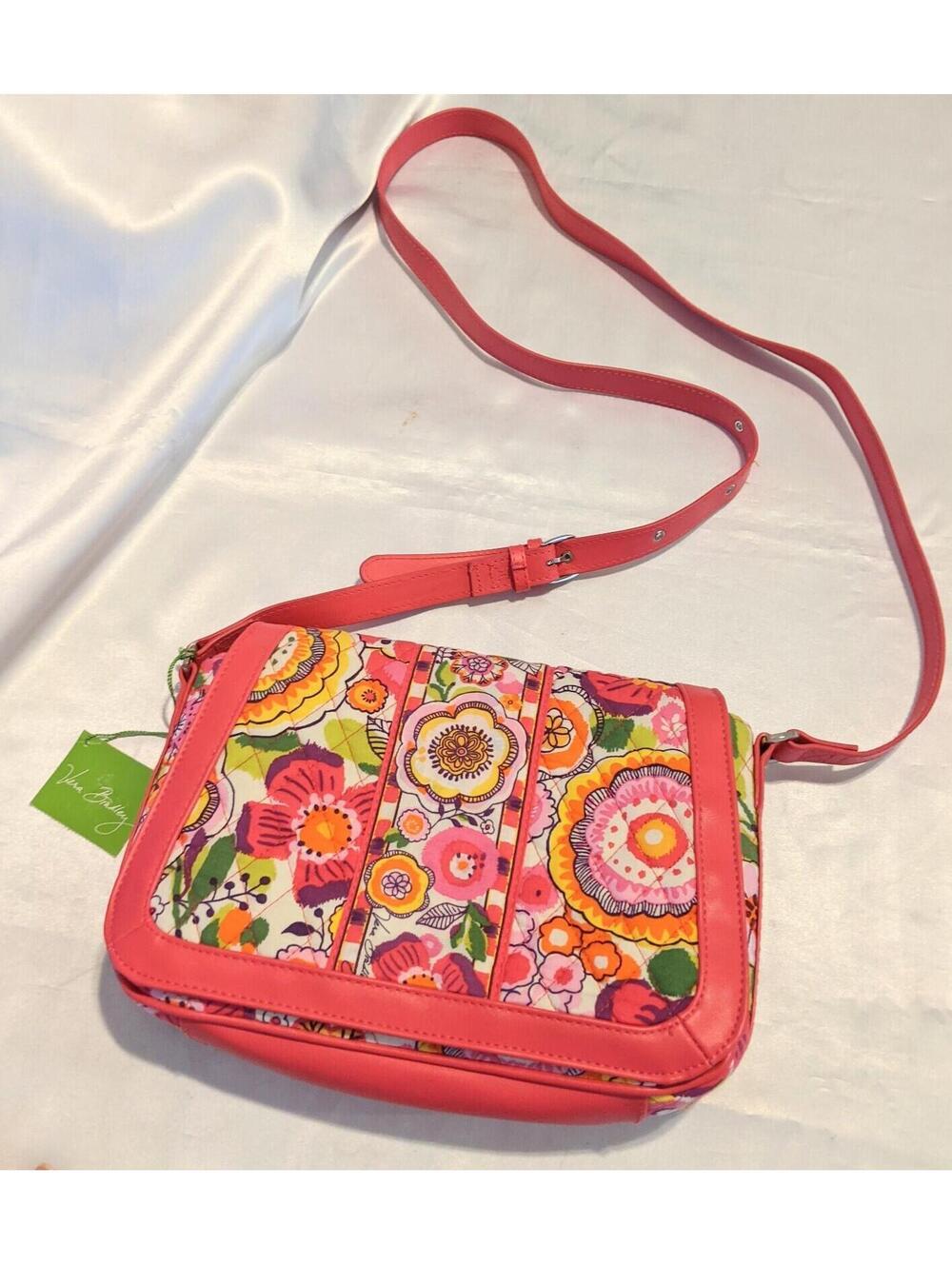 Vera Bradley Clementine Crosstown  Crossbody Bag Pink Floral Shoulder Bag NWT